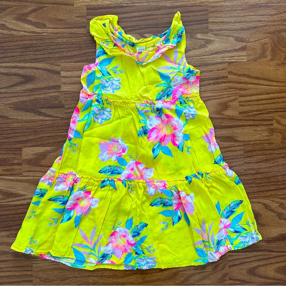 OshKosh B’Gosh Girls Size 5 Tropical Floral Sleeveless Viscose Sun Dress EUC!